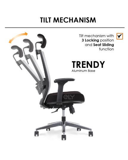 Trendy | Aluminum Base Office Chair | Headrest
