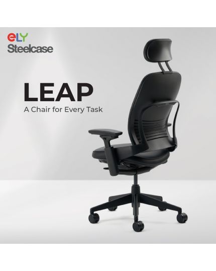 Steelcase Leap Ergonomic &amp; Adjustable Office Chair | Fabric | Headrest