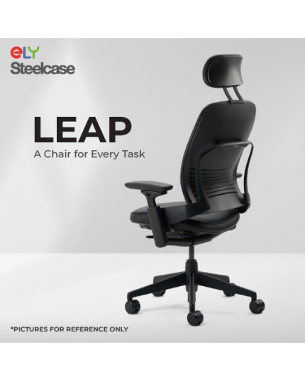 Steelcase Leap Ergonomic &amp; Adjustable Office Chair | Fabric | Headrest