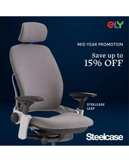 Steelcase Leap Ergonomic &amp; Adjustable Office Chair | Fabric | Headrest