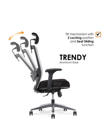 Trendy | Aluminum Base Office Chair | Headrest