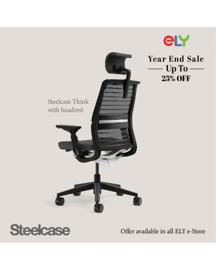 Steelcase Think V2 Ergonomic Office Chair l With Headrest | Charcoal