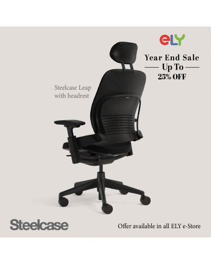 Steelcase Leap Ergonomic &amp; Adjustable Office Chair | Fabric | Headrest