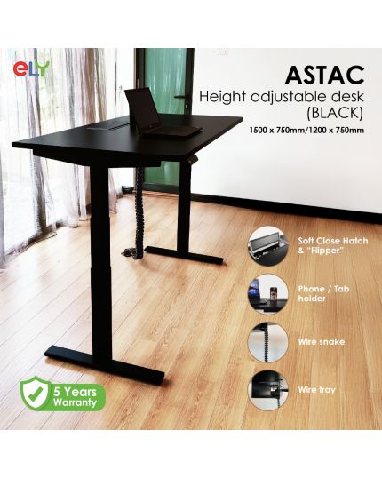 ASTAC Height Adjustable Standing Office Desk | Black