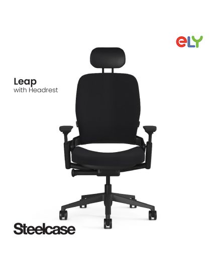 Steelcase Leap Ergonomic & Adjustable Office Chair | Fabric | Headrest