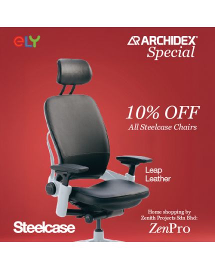 Steelcase Leap Ergonomic & Adjustable Office Chair | Leather | Headrest