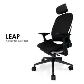 Steelcase Leap Ergonomic & Adjustable Office Chair | Fabric | Headrest