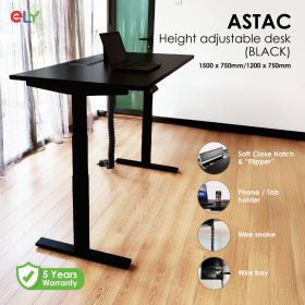 ASTAC Height Adjustable Standing Office Desk | Black