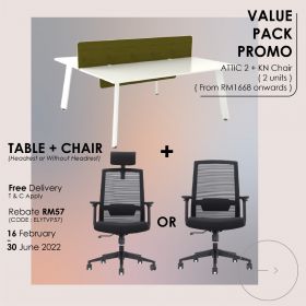 VALUE PACK ( Attic 2 Office Table | 1500mm x 750mm | White + KN Chair )