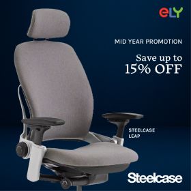 Steelcase Leap Ergonomic & Adjustable Office Chair | Fabric | Headrest